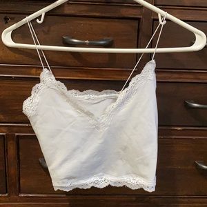 white cropped tank with lace
